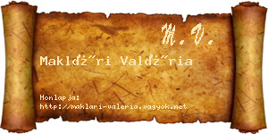 Maklári Valéria névjegykártya